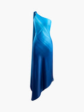 Asymmetrisches langes Kleid mit Farbverlauf und einer Schulter